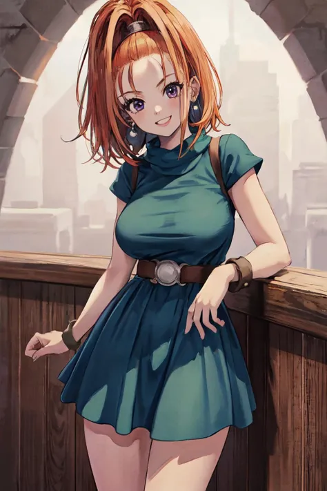 <lora:dq6_barbara:1>dq6barbara,high ponytail,dress,large breasts,
(best quality, masterpiece, RAW photo,ultra-detailed:1.2), <lyco:GoodHands-beta2:1.0>,1girl,solo,looking at viewer,smile