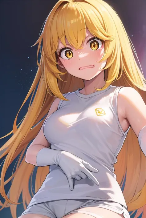 misakishokuhou, <lora:misakishokuhou-lora-nochekaiser:1>,
misaki shokuhou, blonde hair, hair between eyes, long hair, (symbol-shaped pupils:1.5), (yellow eyes:1.5), (medium breasts:1.2), <lora:yudedako_v100:1>, embarrassed, <lora:surprised_v100:1>, <lora:wavymouth_type3_v100:1>, open mouth,
BREAK bare shoulders, gloves, gym shirt, gym shorts, gym uniform, shirt, short shorts, shorts, sleeveless, sleeveless shirt, thighhighs, tokiwadai school gym uniform, white gloves, white shirt, white shorts, white thighhighs,
BREAK looking at viewer, upper body,
BREAK outdoors, city,
BREAK <lora:GoodHands-vanilla:1>, (masterpiece:1.2), best quality, high resolution, unity 8k wallpaper, (illustration:0.8), (beautiful detailed eyes:1.6), extremely detailed face, perfect lighting, extremely detailed CG, (perfect hands, perfect anatomy),