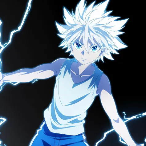 <lora:KilluaZoldyck001:0.7>,
God_speed,1boy,
electrokinesis,glowing,