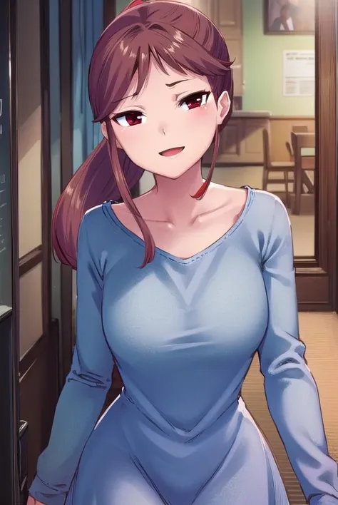 anime style, milf, mature female , brown hair, braid, [female, curvy, wide hips, thick thighs] , green eyes, front view, facing viewer , 2 locks of hair, black shirt, white pants, sweet expression, mature eyes, opened mouth, happy, (capturing the enchanting lighting of the sunset:1.1), Hyper-detailed, insane details, Beautifully color graded, Unreal Engine, DOF, Super-Resolution,Megapixel, Cinematic Lightning, Anti-Aliasing, FKAA, TXAA, RTX,SSAO,Post Processing, Post Production, Tone Mapping, CGI, VFX, SFX, Insanely detailed and intricate , Hyper maximalist, Hyper realistic, Volumetric, Photorealistic, ultra photoreal, ultra- detailed, intricate details,8K, Super detailed , Full color, Volumetric lightning, HDR, Realistic, Unreal Engine, 16K, Sharp focus. Octane render
