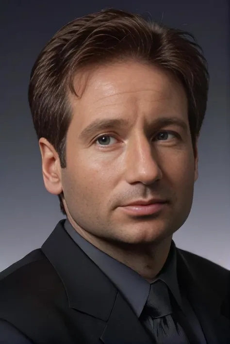 foxmulder,  man with a black business suit, face, gradient background, realistic, very detailed, 
<lora:FoxMulder:1>