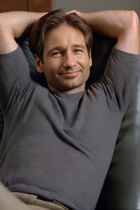 foxmulder, smiling man, leaning back in his comfortable chair, arms behind head, realistic, highly detailed,
<lora:FoxMulder:1>