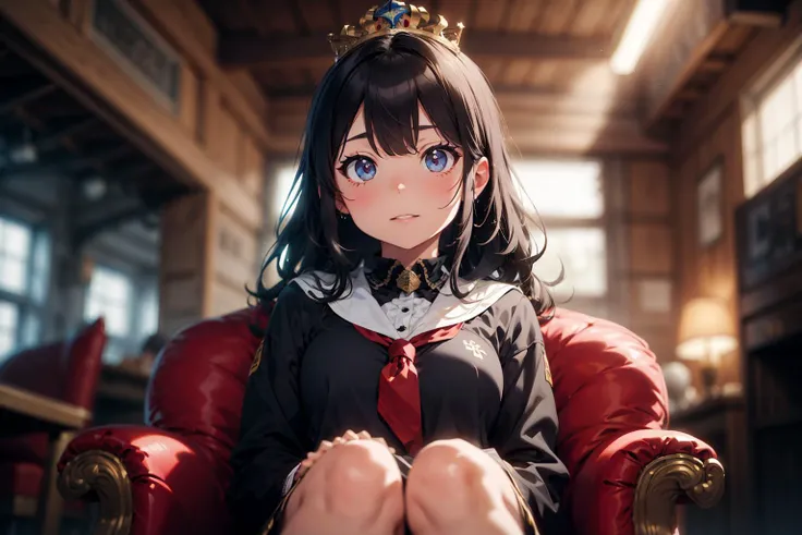1 girl, adult {__race__|} woman, {freckles,|} __eyecolor__ eyes, __hair-color__ __hair-female__,,<lora:Unholy:0.5>, Sc3pt4, scifi,portrait, character focus, looking up, solo, half shot, detailed background, detailed face, royal monarch, sitting on throne, throne room background, symmetrical composition, sidelighting, cinematic atmosphere, royal crown, <lora:tangbohu-detailer_1.0:0.5> <lora:tangbohu-detailmaker_v2.5:0.5> <lora:tangbohu_blurbg_v2:2>