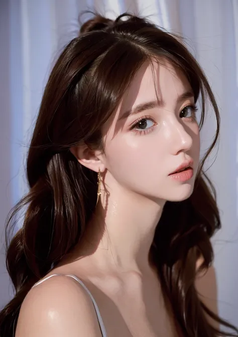 1girl, solo, closeup, upper body, looking at viewer, corset, light long hair, Star, MODEL, Idol, <lora:Libby-01:1>