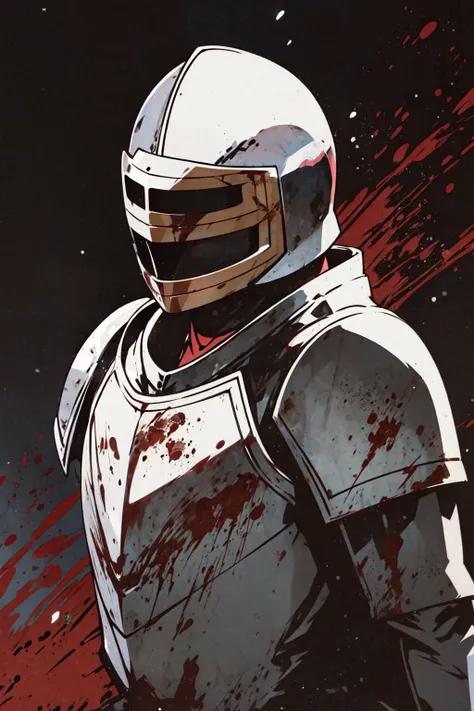 green eyes, knight in an armor (helmet:1.5) covered in blood, anime wallpaper, looking at viewer, <lora:invisible-14:0.8> invisible, no humans, faceless, headless