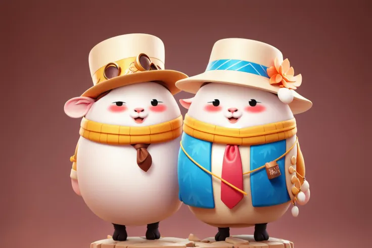 1sheep,((RAW photo)),solo,full body,((best quality)),shadows and highlights,shirt,scarf,necktie,frame glasses,(photo-realistic:1.3),(masterpiece),hat,cartoon,4k,a lot of details,smile,gradient color background,