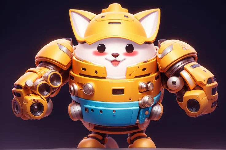 1cat,((RAW photo)),solo,full body,((best quality)),mecha,science and technology theme,shadows and highlights,furry,frame glasses,(photo-realistic:1.3),(masterpiece),hat,cartoon,4k,a lot of details,smile,gradient color background,