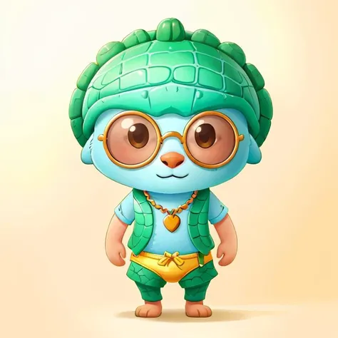 1 crocodile, ((RAW photo)), ((best quality)), (photo-realistic:1.3), (masterpiece), furry, chibi, sunglasses, swimming trunks, hula hoop, gold necklace, full body, details, (no humans:1.3), gradient color background,, <lora:chubby_20230714115856:0.6>,chibi,