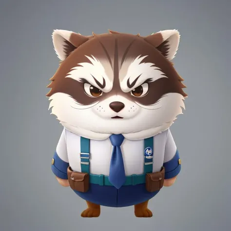 rocket raccoon,hd picture,((RAW photo)),((best quality)),full body,(photo-realistic:1.3),necktie,suit,angry,(masterpiece),furry,cartoon,4k,a lot of details,gradient color background,,<lora:chubby_20230714115856:0.6>,chibi,