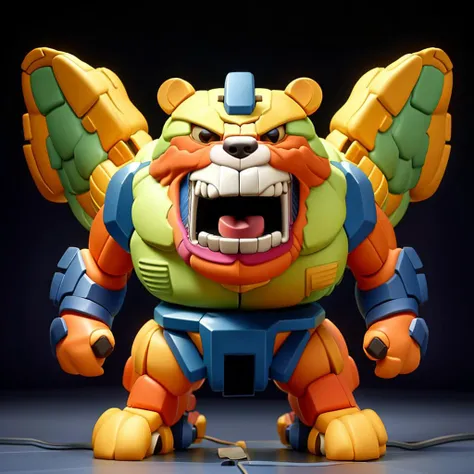 transformers theme,hd picture,1bear,((RAW photo)),((best quality)),full body,(photo-realistic:1.3),angry,helmet,mecha,(masterpiece),cartoon,the background is the battlefield of the explosion,4k,a lot of details,