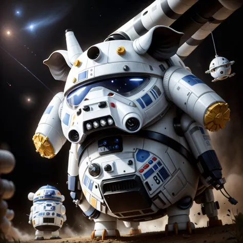 star wars theme,cow,hd picture,((RAW photo)),((best quality)),full body,(photo-realistic:1.3),angry,(masterpiece),cartoon,the background is space and spaceships,4k,a lot of details,