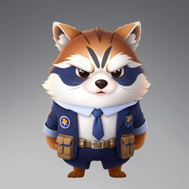 rocket raccoon,hd picture,((RAW photo)),((best quality)),full body,(photo-realistic:1.3),necktie,suit,angry,(masterpiece),furry,cartoon,4k,a lot of details,gradient color background,,<lora:chubby_20230714115856:0.6>,chibi,