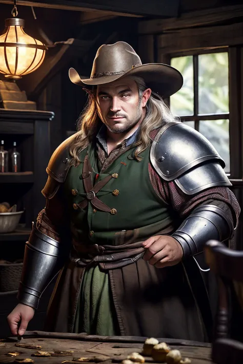 (1man:1.4), <lora:RPGHobbit:1> hobbit:1.3, solo, 1man male with straight hair hairstyle and Petite Goatee in dark brown with Steel gray eyes eyes and Uneven eyebrows , paladin wearing heavy intricate metal armor with intricate silverholding metalic magic staff with rare gem on top of staff cowboy shot, In a magical carnival with fantastical beasts, fortune tellers, and enchanted rides, in background, realistic:1.2, masterpeice, ultradetailed, intricate details, perfect quality, ultrashapr, ultradetailed, photorealistic, perfect shadows, profesional lights, realistic, blurry, boekh, masterpiece light works,depth of fiel, ultradetailed character, pefect quality, maximum quality, intricate details, detailed face,