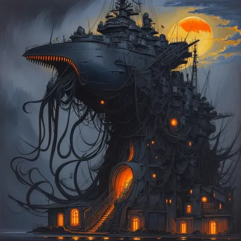 (anime:1.1), (cult of cthulhu:0.9), (futurism:1), (dread:0.66), (impressionist:1.1), (detailed:1.2), majestic, (breathtaking), (suggestive:0.5), (depressing:1.4), (cute:1.3), (enticing:1.2), (irresistible:1.2), (surreal:1.1), (disturbing:1.1), (fascinating:1.3), (black:1.2), (navy :1.25), (orange:1.2), (eerie)