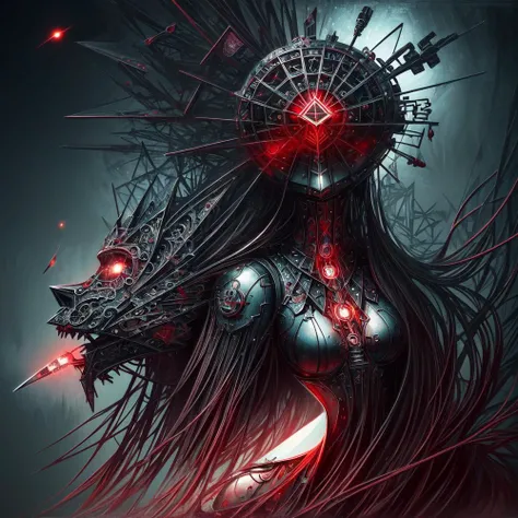 (cult of cthulhu:0.5), (geometric:1.2), (futurism), impressionist, detailed, (1girl:1.2), majestic, breathtaking, (suggestive:1.1),(depressing:1.4), (cute:1.4), enticing, (irresistible:1.5), disturbing, (fascinating:1.3), (magnetic:1.2), (crimson), (black:1.1), (eerie), (surreal:1.2)