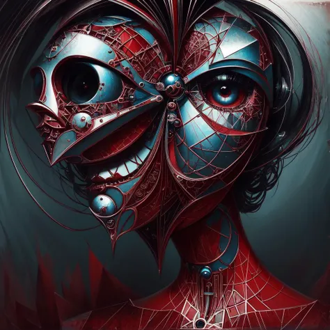 (cult of cthulhu:0.5), (geometric:1.2), (futurism), impressionist, detailed, (1girl:1.2), majestic, breathtaking, (suggestive:1.1),(depressing:1.4), (cute:1.4), enticing, (irresistible:1.5), disturbing, (fascinating:1.3), (magnetic:1.2), (crimson), (black:1.1), (eerie), (surreal:1.2)