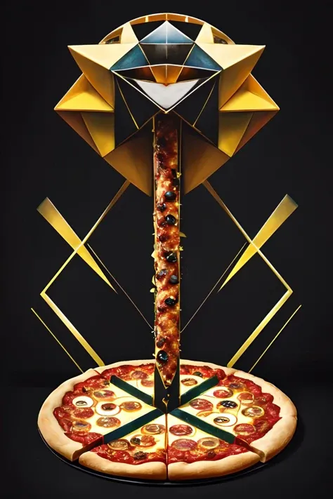 cult of cthulhu, (geometric:1.3), (futurism:1.2), impressionist, detailed, pizza, majestic, breathtaking, (suggestive:1.3),(depressing:1.4), (cute:1.4), (enticing), (irresistible:1.5), (surreal:1.2), disturbing, (fascinating:1.3), (magnetic:0.8), (black:1.2), (yellow:1.1), crimson