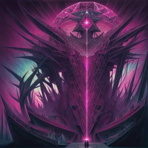 (anime:1.1), (cult of cthulhu:0.9), (geometric:1.2). (futurism:1), (dread:0.9), impressionist, detailed, majestic, breathtaking, (suggestive:1.3),(depressing:1.4), (cute:1.4), (enticing), (irresistible:1.5), (surreal), disturbing, (fascinating:1.3), (black:1.2), (magenta :1.2), (green:1.1)