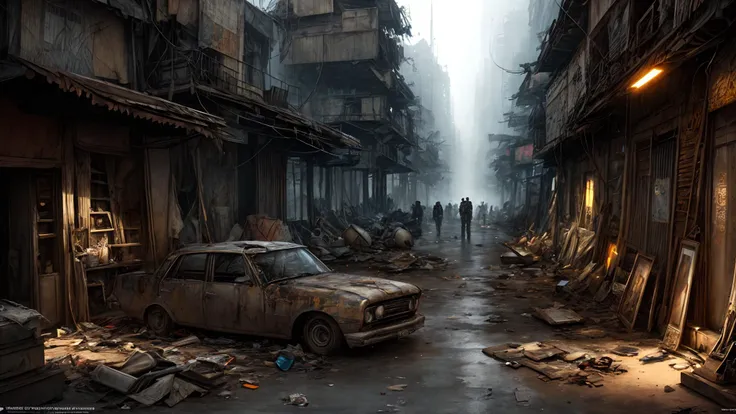 scifi, slum in a Ephemeral scifi topia beyond the beginning of reality, masterpiece,<lora:more_details:1.0>, Clutter-Mechanical:1, Masterpiece realistic, best high quality, perfect details, intricate details, nice lighting, detailed background,