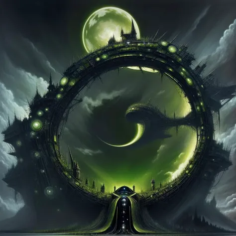 (anime:0.9), (cult of cthulhu:0.6), (geometric:0.5), (futurism:1.3), (dread:0.9), impressionist, detailed, majestic, breathtaking, (suggestive:1.3), (depressing:1.5), (cute:1.1), (enticing), (irresistible:1.5), (surreal:1.3), disturbing, (fascinating:1.1), (black:1.2), (green:1.2), (sapphire:1.1)