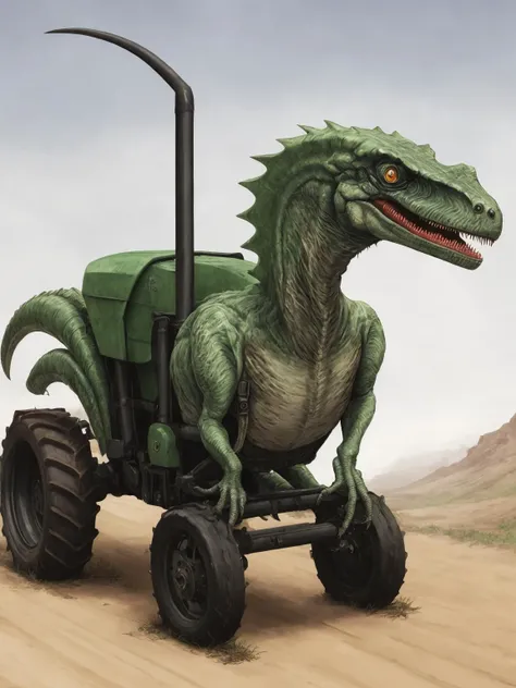 cross between a velociraptor and a tractor