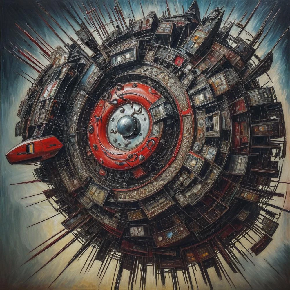 (cottagecore), (geometric:1.2), futurism, impressionist, detailed, majestic, breathtaking, (suggestive:1.3),(depressing:1.3), (cute:1.2), enticing, (irresistible:1.3), disturbing, fascinating, (magnetic:1.2), (black1.3), (crimson:1.2)