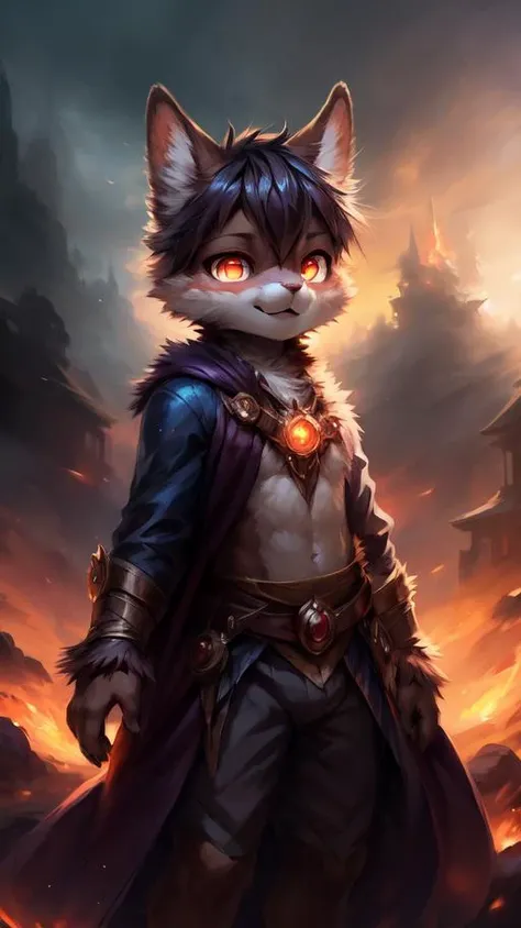 masterpiece, best quality, high quality, extremely detailed 8k wallpaper, detailed, lighting, realistic, beautiful,
uploaded on e621, ((by Pino Daeni, by Ruan Jia, by Fumiko, by Levelviolet, by Supplesee)),
((male)), (solo), <lora:SuperBolinha2_CivicAI_Lora:1>, (SuperBolinha2) , cute, chibi, mage glowing orange eyes, grasping fiery magical energy, trending on artstation, (Magic all around), Sorcerer, epic
BREAK,
(detailed background, depth of field, shadow, volumetric lights, ambient light on the body), ((fog battlefield)),
masterpiece, best quality, ultra realistic, 4k, 2k, (high detail: 1.3),
(3D \(art\):1.2), blender \(software\), soft focus,
ray tracing, (unreal engine: 1.3), absurd resolution,