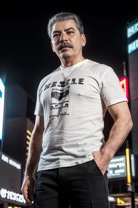 (A medium photo of Joseph Stalin,age up),wearing(white T-shirt),standing in Time Square,(night:1.2),male focus,upper body, (masterpiece:1.2) (photorealistic:1.2) (bokeh) (best quality) (detailed skin) (intricate) (8k) (HDR) (cinematic lighting) (sharp focus)
<lora:Joseph_Stalin:0.8:1,1,1,1,1,1,0,1,1,1,1,1,1,1,1,1,1>