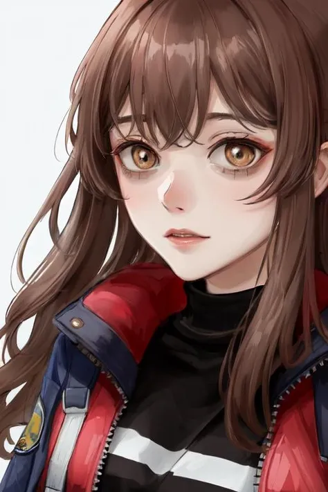 (close up face:1.1), young woman, jacket, Bags under eyes,  <lora:bags under eyes-000009:1>