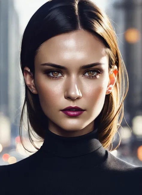 modelshoot style, A stunning intricate full color portrait of (sks woman:1),wearing a black turtleneck, epic character composition, by ilya kuvshinov, alessio albi, nina masic, sharp focus, natural lighting, subsurface scattering, f2, 35mm, film grain, <lora:locon_odette_v1_from_v1_64_32:1.3>