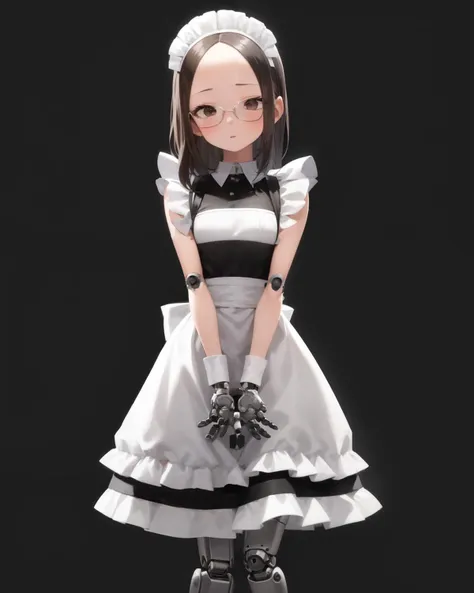 <lyco:yamamoto-NAI-LyCORIS:0.9>
1girl, solo, standing, android, robot_joints, mechanical_arms, forehead, maid outfit,  sleeveless, maid headdress, glasses