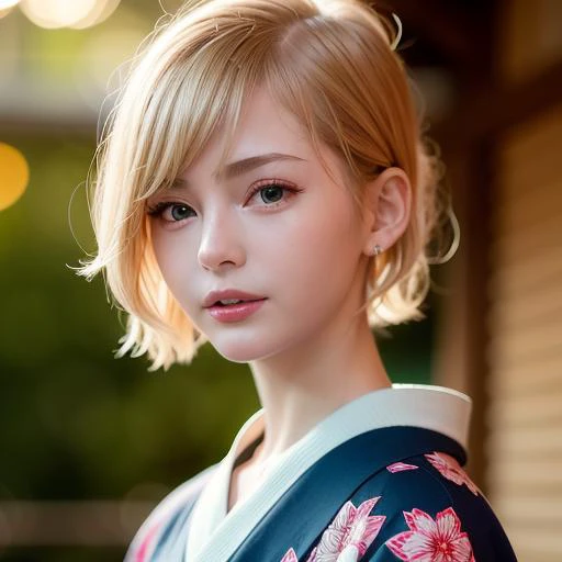 closeup photo of a girl, short hair, blond hair, wearing a kimono, natural hot springs best quality, realistic, photorealistic, (intricate details:1.2), (delicate detailed), (cinematic light, best quality Backlights), clear line, sharp focus, realistic face, detailed face unity 8k wallpaper, ultra high res, (photorealistic:1.4), looking at viewer, <lora:ellaFreya_v10:1>