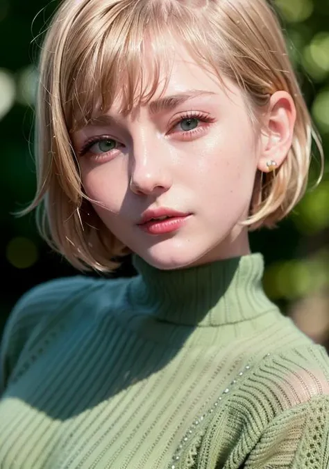 RAW, analog style, ((high detailed skin, skin details, sharp focus, 16k uhd, dslr, high quality, film grain, ultrarealistic)), masterpiece, best quality, ultra-detailed, closeup photo of a girl, short blonde hair, realistic, photorealistic, (intricate details:1.2), (delicate detailed), (cinematic light, best quality Backlights), clear line, sharp focus, realistic face, detailed face unity 8k wallpaper, ultra high res, (photorealistic:1.4), looking at viewer, 1girl, <lora:EllaNyan-000001:1>, orange ribbed turtleneck, sweater over shoulders, green plaid skirt, blonde hair, short hair, bob cut, light brown eyes, plump lips