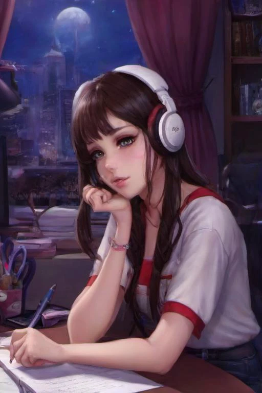 (8K, Best Quality, masutepiece:1.2)、超A high resolution、1 16-year-old female、(((long tongue)))、Detailed fingers、school uniform, short sleeve shirt,、((Recording microphone in front of a woman))、detailed face、deep detailed eyes、naughty face,(sharp eye:1.2),(scowl:1.1)、Black straight hair,blunt bangs、Gaming Keyboard,(gaming headphone),Sitting in a gaming chair、shoot from above、Big、独奏、messy room