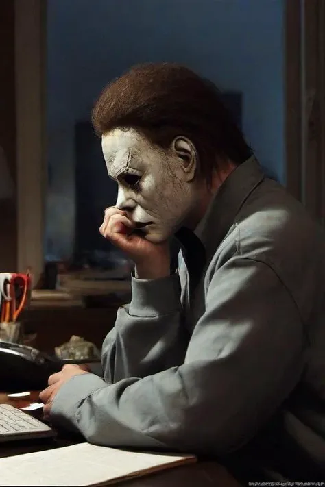 <lora:PE_LofiHipHop:0.8> PELofiHipHop,sitting at desk,
 <lora:PE_Michael Myers:0.7> PEMichaelMyers