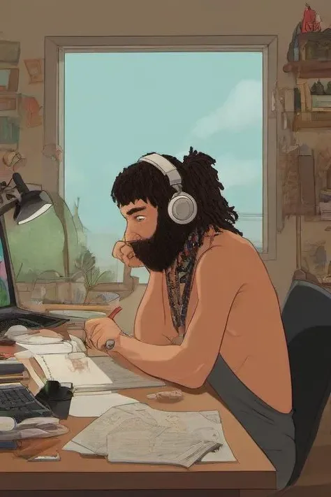 <lora:PE_LofiHipHop:0.8> PELofiHipHop,sitting at desk,
neanderthaler
