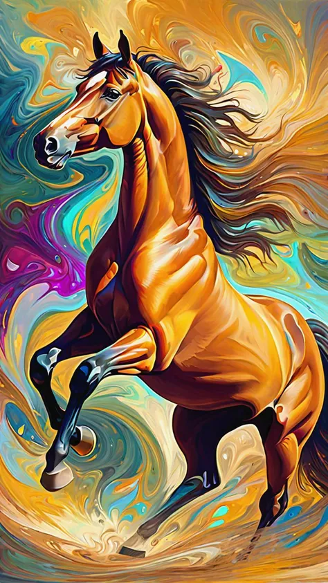 abstract expressionist painting of an award-winning photo of an (horse), intense strokes, hyperrealistic, energetic brushwork, bold colors, abstract forms, expressive, emotional, sharp focus, fractal, colorful, sharp focus, depth of field, best quality, 16k resolution, Raw photo, realistic, cinematic lighting, soft shadows, sharp focus, fractal, colorful, depth of field, best quality, 16k resolution,, <lora:add-detail-xl:1>
