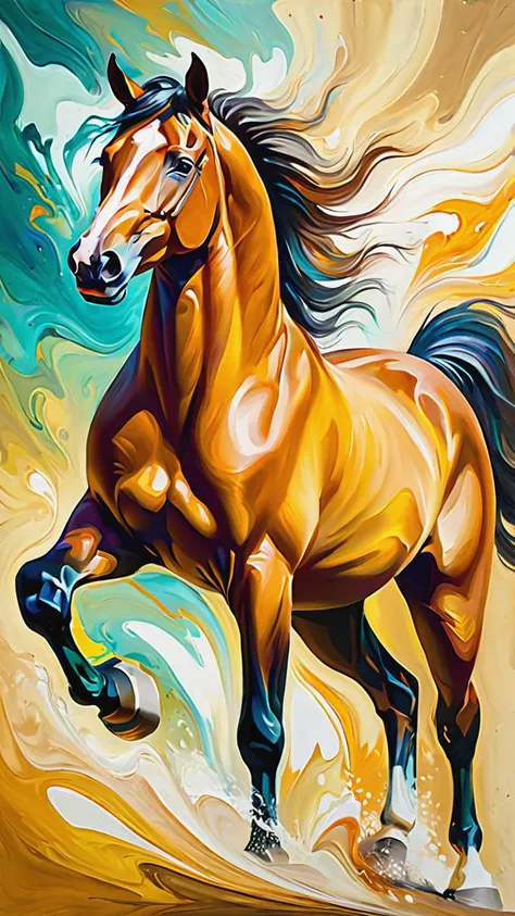 abstract expressionist painting of an award-winning photo of an (horse), hyperrealistic, energetic brushwork, bold colors, abstract forms, expressive, emotional, sharp focus, fractal, colorful, sharp focus, depth of field, best quality, 16k resolution, Raw photo, realistic, cinematic lighting, soft shadows, sharp focus, fractal, colorful, depth of field, best quality, 16k resolution,, <lora:add-detail-xl:1>