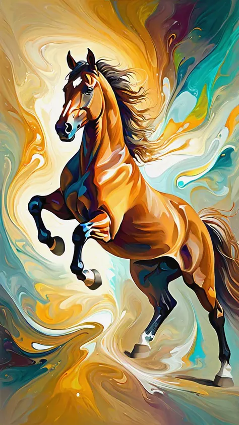 abstract expressionist painting of an award-winning photo of an (horse), hyperrealistic, energetic brushwork, bold colors, abstract forms, expressive, emotional, sharp focus, fractal, colorful, sharp focus, depth of field, best quality, 16k resolution, Raw photo, realistic, cinematic lighting, soft shadows, sharp focus, fractal, colorful, depth of field, best quality, 16k resolution,, <lora:add-detail-xl:1>