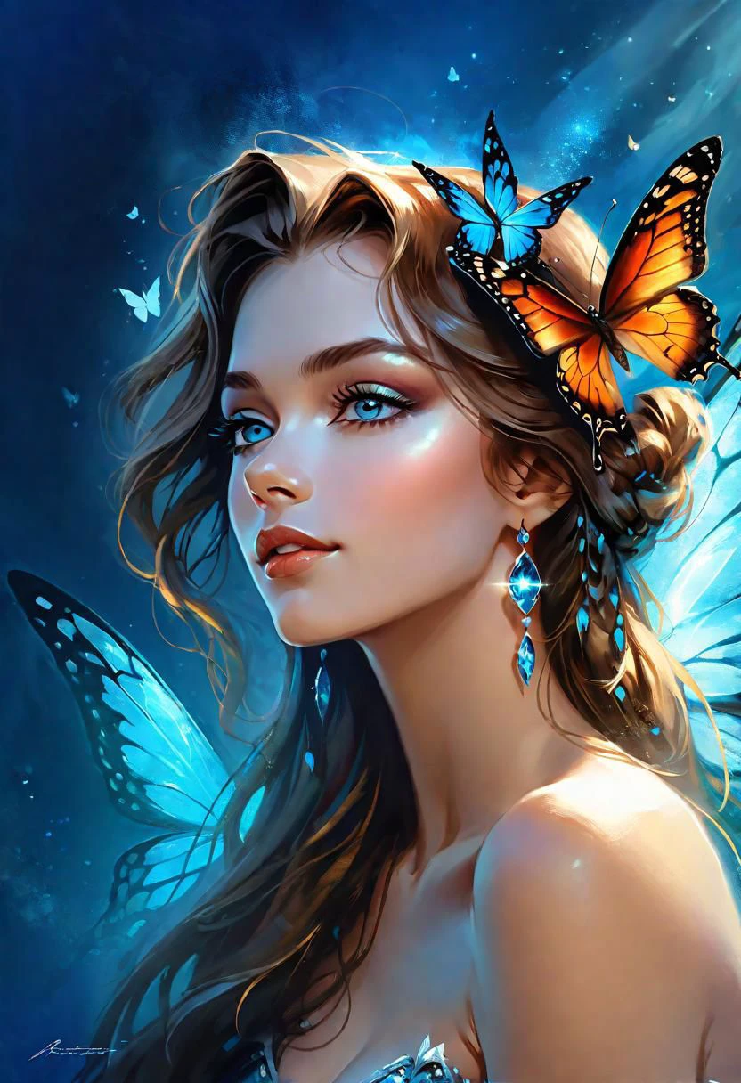 close-up, portrait, (masterpiece), 8k, UHD, RGB, HDR, best quality, digital art, cinematic quality, cinematic, portrait, art, realistic art, digital The mystical heart of love, and a mystical butterfly ,with a blue background,
Anna Razumovskaya, Gabriele Del Otto, Luis Royo, Frank Frazetta, Fabian Perez,