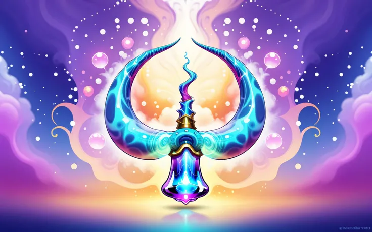 <lora:Projext_X2:.9>trippy, small centered composition, product shot, plain background, stylized by Pascal Blanché, wallpaper art, in the center is an image of a "The Horn of Vapor", Common, Bokeh, digital art, dynamic dramatic atmosphere, beautiful composition, ambient background, cute, unique