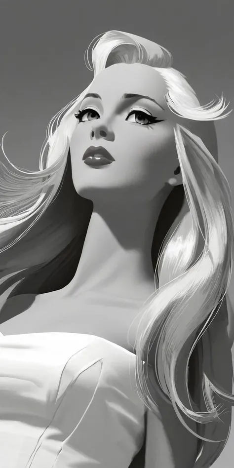 Fifties. (long flowing hair:0.4). bold. Looking sideways. From below. <lora:d\EnvyZoomSliderXL01:0.2> <lora:piper3XL_0.00095_32_5000_no_tag:0.4>