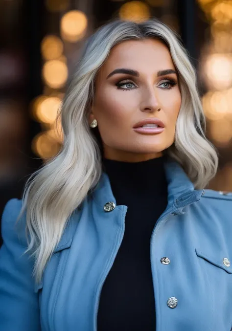 billie faiers, (sharp focus:1.2), photo, attractive young woman, (beautiful face:1.1), detailed eyes, luscious lips, (winged eyeliner:0.85), (tight body:1.2), (dark hair:1.2), wearing (jacket:1.2) at a (shop:1.2). (moody lighting:1.2), depth of field, bokeh, 4K, HDR. by (James C. Christensen:1.2|Jeremy Lipking:1.1).
