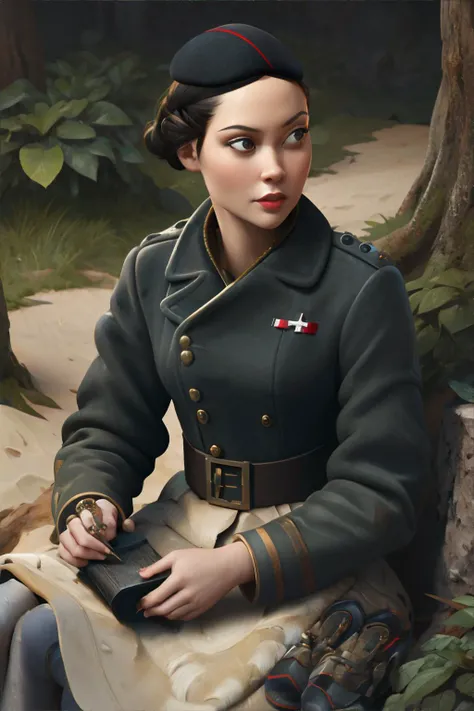 <lora:painted:0.6>, woman wearing soldier fashion || masterpiece, perfect quality, sharp focus, shallow depth of field, 8k