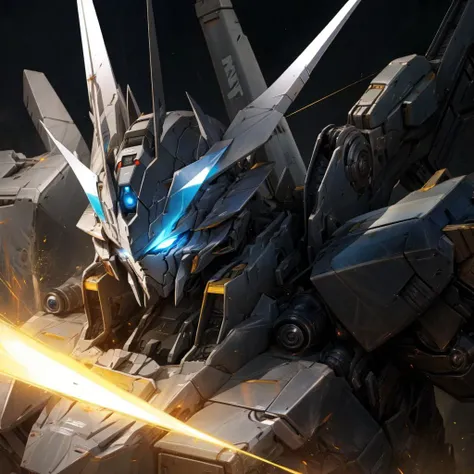 a robot, best quality,highly detailed, ultra-detailed, masterpiece, 8k wallpaper,blue eyes, absurdres, highres, super fine illustration, absurdres, solo, game cg, lord,at night, (blacklight:1), (detailed beautiful face and eyes:1.0), command spell,mask,mechanical parts, robot joints,  full armor,glowing eyes,mecha,mecha design by Armored Core,CR1.1  ,glowing eyes,   <lora:Mecha:0.8>, <lora:A-RandomSuper[mecha musume,mechanical parts,super robot joints,headgear,full armor]:0.4>,