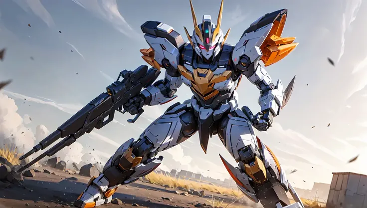 ((masterpiece)), a  (((robot))) with sleek and menacing design, glowing eyes, full body, highly detailed