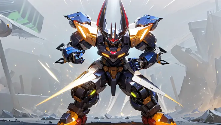 ((masterpiece)), a (((robot))) with sleek and menacing design, glowing eyes, full body, highly detailed
