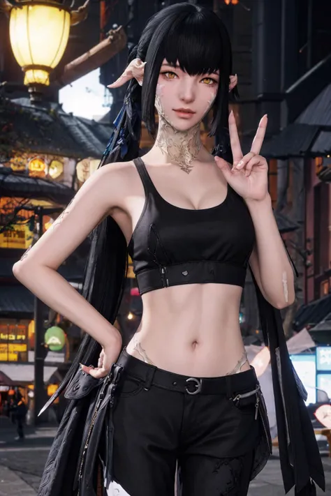 (masterpiece, best quality), 8k, absurdres,
fantasy
BREAK
<lora:Yugiri:0.6:MIDD> 1girl, (au ra, (Yugiri), bangs, black hair, avatar \(ff14\),yellow eyes), tank top, open jacket, high waisted leggings, sideboob, midriff, peace sign
BREAK
shopping at the mall background