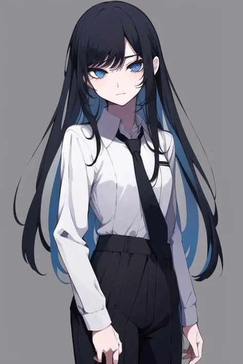 <lora:Ado:1:1:lbw=INALL>, Ado, blue eyes, black hair, suit, white shirt, black pants, expressionless, necktie, flower on tie, looking at viewer,
standing, upper body, small breasts, <lora:Orihara_style_lora:1:1:lbw=OUTALL>,
BREAK
(high quality:1.1), (high resolution:1.1), 4k, (simple background, grey background,:1.2),<lora:NoiseOffset_v2:1.0>
