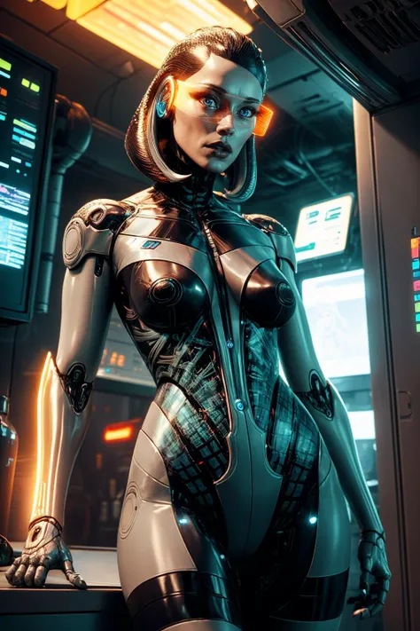 (best quality, masterpiece, perfect face) <lora:Edi-10:0.7> Edi, female, woman, holographic orange glasses, cyberpunk glass wall, cyborg shop, neon lights, <lyco:EnvyBeautyMix29:0.3> Unveil the extraordinary with our cyberpunk fembot, a harmonious blend of artificial grace and cutting-edge engineering. Her biomechanical limbs move with fluid precision, and her holographic hair shifts colors with your mood. Immerse yourself in the interactive display, where she demonstrates her versatility and adaptability. Elevate your existence with the pinnacle of cybernetic innovation. <lora:zyd232_StasisPod_v1_0:0.3> stasis pod, in container <lora:add_detail:0.7> (hyper realism, soft light, dramatic light, sharp, HDR)